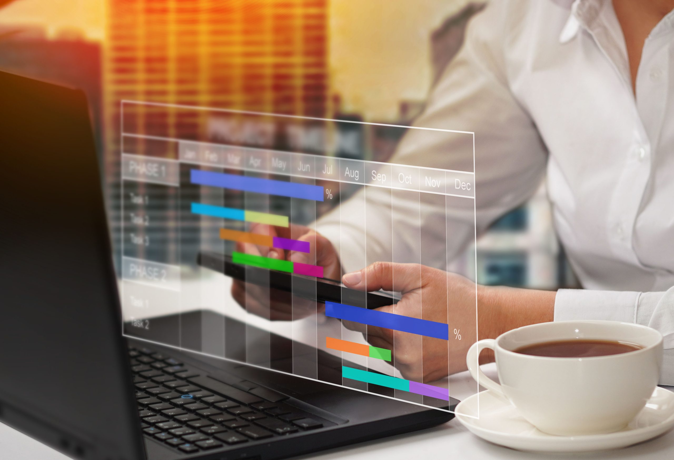 Project management timeline, schedule, tag cloud concept. Business, Technology, Internet and network concept